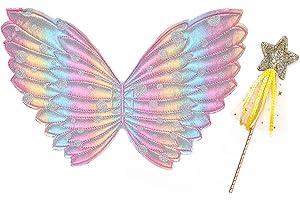 TEOGNEOT Mariposa Kostum Fur Girchen, Butterfly Wings Party Fairy Butterfly Wings, Varita Mágica, Juego de 2