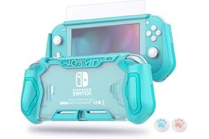 LEYU SMART LEYUSMART Housse de Protection pour Nintendo Switch Lite, Housse de Protection avec Protecteur d'écran en Verre trempé HD et Capuchons pour Le Pouce, Turquoise