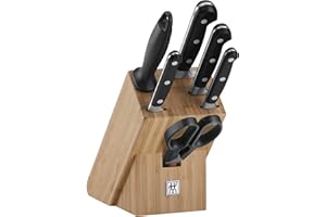 ZWILLING Ceppo di coltelli, 7 pezzi, Ceppo in bambù, Coltelli e forbici in acciaio inox speciale/Impugnature in plastica, Professional S