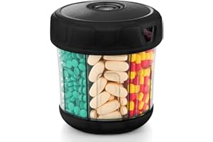 YAKLIM Portapillole Settimanale a 7 Scomparti, Portamedicine da Casa Portapillole XL extra-large Coperchio morbido in PU, portapillole facile da aprire, per Gli Anziani Viaggio Uso domestico (Nero)