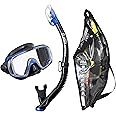 TUSA Sport Adult Visio Tri-Ex Black Series Mask and Dry Snorkel Combo