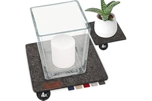 ‎SÖLMO sølmo I Design Untersetzer Filz Eckig Groß & Klein - 8er Set für Vasen, Gläser, Blumen, 20cm & 10cm I Filzuntersetzer Eckig I Glasuntersetzer Tischuntersetzer I Topfuntersetzer Grau, (Dark Stone)
