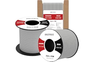 Brotree Paracorde 2mm Corde 100% Nylon 3 Brins Type I pour Extérieur, Artisanat, Bricolage - 90 kg Charge de Rupture