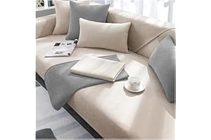 FYFWPA Sofa Überzug Chenille Sofabezug Weiche: Haustier rutschfest Sofaschoner Vintage 1/2/3/4 Sitzer Couch Überzug Einfarbig Sofaüberwürfe für U Form L Form Sektionssofa (Cremeweiß, 90 * 160cm)