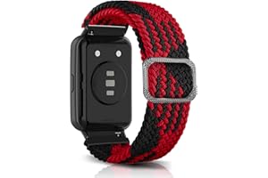 ToVioc Nylonowy pasek kompatybilny z Huawei Watch Fit 2, regulowany i elastyczny, oddychający, sportowy pasek do Huawei Watch Fit / Huawei Watch Fit 2 – czerwono-czarny
