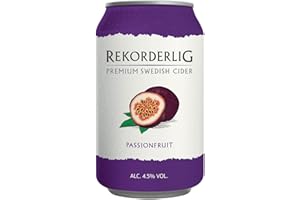 Rekorderlig - Cider - 24x0,33l Dosen in den brandneuen Sommerfarben | Set inkl. lukky24® Schlüsselanhänger für Einkaufswagenchip (Passionsfrucht 4,5% Vol)