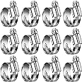 Steelsoft Heavy Duty Hose Clamp Size#8, 5/8 to 1 inch Adjustable Worm Gear Drive Hose Clamps Stainless Steel 304 for Fuel Injection Line, Automotive, Radiator, Garden,12 Pack