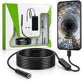 Telefon Uyumlu Endoskop Yılan Kamera 5 Metre Uzunluk, 6 LED Işıklı, IP67 Kamera U&ccedil;lu, Yarı Sert Kablolu, Ayna Kanca Mıknatıs 