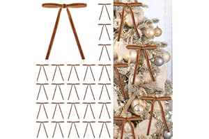 YUYWWAN Aksamitna kokardka, 24 szt. Aksamitna choinka kokardka, 5x7 cali Świąteczne kokardki, Dekoracje świąteczne na ganek, schody, okna (brązowy)