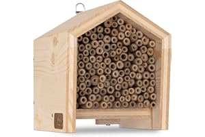 Gardigo® Casa de Abejas de Madera | Hotel para Insectos de Madera Maciza Ayuda de Anidación | Hotel de insectos para abejas