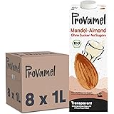 Provamel Organic-Bio Mandeldrink Ohne Zucker, Pflanzlicher Drink, Vegan, Laktosefrei, Glutenfrei, UHT, 8x1 l (8er Pack)
