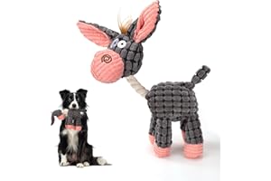 YSQEVN Juguete de Peluche para Perros Sonido Juguete Interactivo de Morder Masticable Resistente a Las Mordeduras Suave Algodón Regalos para Pequeños Medianos Grandes Cachorros Gris Burro