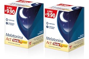 LINEA ACT Melatonina Act + Forte 5 Complex, Integratore Alimentare a Base di Melatonina 1MG + 5 Complex, 2 Confezioni da 90 Compresse (Totale 180 Compresse)