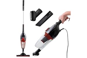 SOGO ciclonico Verticale 600 W, efficienza energetica A+. Scopa aspirapolvere Manuale, 2 in 1, con Contenitore di 0,8 l, Filtro HEPA, Cavo da 4,5 m. Colore: Nero