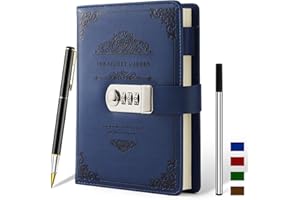 XIYUNTE Journal with Lock Personal Diary, A5 Lockable Notebook with Pen & Gift Box, Lockable Journal for Adults, Refillable Secret Diary with Lock, 200 Pages 100gsm Premium Paper, Blue