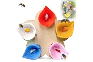 LYINUR Bee Cups for Thirsty Bees Garden, Thirsty Pollinators Need a Drink, Colourful Bee Insect Drinking Cup, Collect Water for Bees Safe Places to Drink, Bee Cups for Garden Decor (Colourful 02)