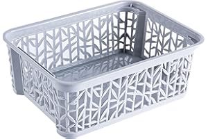 BRANQ HOME ESSENTIAL BranQ - Home essential Universeller, multifunktionaler, erstellbarer Aufbewahrungskorb in Bamboo Design, BPA-frei Kunststoff, Grösse S - 2,5 Ltr., 1 Stk., Hellgrau