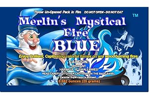 Mystical Fire Merlin’s Fire Blue Flame Colorant Vibrant Long-Lasting Pulsating Blue Flame Color Changer for Indoor or Outdoor Use 25 grams Packets 6 Pack