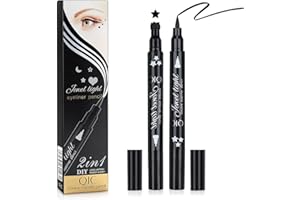 ‎DSAREN Dsaren Eyeliner Wasserfest Schwarz Liquid Eyeliner Stempel Tattoo Wischfest Langlebiger Eylinerstift Makeup Tool (Star)