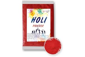 INDIAN STORE 24 1 x Holi Gulal Poudre Soluble dans l'eau 100% Festival Naturel Séance Photo Rangoli Couleurs Rainbow Poudre sacré Sac de Couleur sacré Paillettes Couleur Poudre Photos (Red, Rouge)