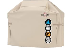 Grillman Premium Copertura per Barbecue, Copertura per Barbecue a Gas per Weber, Brinkmann, Char Broil ETC. Resistente agli Urti, ai Raggi UV e all'Acqua (152 cm, Marrone Chiaro)