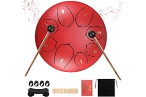 Tongue Drum, SUNJULY 6 Inch 8 Steel Drum With Drumsticks Carrying Bag Percussion Instruments, Tonic Sticker And Travel Bag,Steel Tongue Drum, Steel Drum For Sound Healing Meditation Yoga