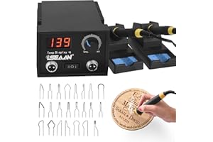 Helangel Herramienta para pirograbado, kit de pirograbado con pantalla digital de 60 vatios, 33 puntas de alambre, temperatura ajustable de 0 a 850 °C y 2 bolígrafos para madera y cuero