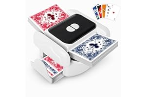 BEE&FLOWER Kartenmischmaschine - Automatisch & wiederaufladbar Kartenmischer geräuscharm, gleichmäßiges Mischen für 1–2 Decks, Auto & Manuell Kompatibel mit Poker, UNO, Rommé, Blackjack