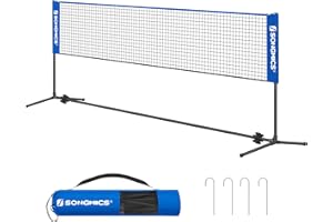 SONGMICS 3 m Badminton Net, Volleyball Net, Adjustable Poles Height, Portable Set for Tennis