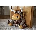 HomeZone Brown Highland Cow Door Stopper - Fabric Finish, Tartan Outfit - Indoor Decorative Accessory