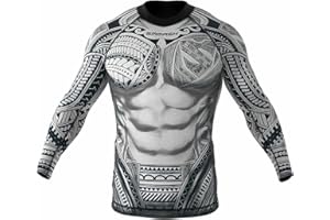 SMMASH Maori Rashguard Hombre Manga Larga, Camisetas Hombre para MMA, Artes Marciales, Krav Maga, BJJ, K1, Karate, Material Transpirable y Antibacteriano