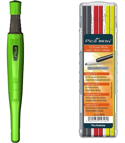 Pica 6095 Deep Hole Marker Pen Advantageous Big Dry Box, 1 X Red And White Water Soluble Refills | In Practical Padded Box, 2 Pieces (1 Piece