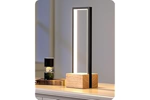 ‎EDISHINE EDISHINE LED Tischlampe aus Holz, Touch Dimmbar & Memory-Funktion, Nachttischlampe mit 3 Farbtemperaturen, 350 Lumen, integrierte moderne Tischleuchte für Wohnzimmer, Büro, Geschenk