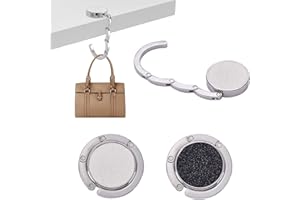 Spyrtb 2x Crochet de Sac à Main, Anti-dérapant Crochet de sac à main pliable, Porte-Sac pour Table ou Bureau Suspension Sac à Main, Petits Objets (éclat noir blanc)