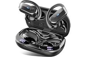 Wireless Earbuds Sports, 2026 Bluetooth 5.4 Headphones with 70H Deep Bass Over Ear Buds, IPX8 Waterproof ENC Noise Cancelling Earphones, Running Headphones with Earhooks, USB-C Headset for Workout/Gym