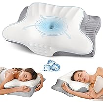 Oreiller Cervical En Mousse à Mémoire De Forme - Ergonomique, Rafraîchissant - Pour Dormeurs Dos/Côté/Ventre (Gris)