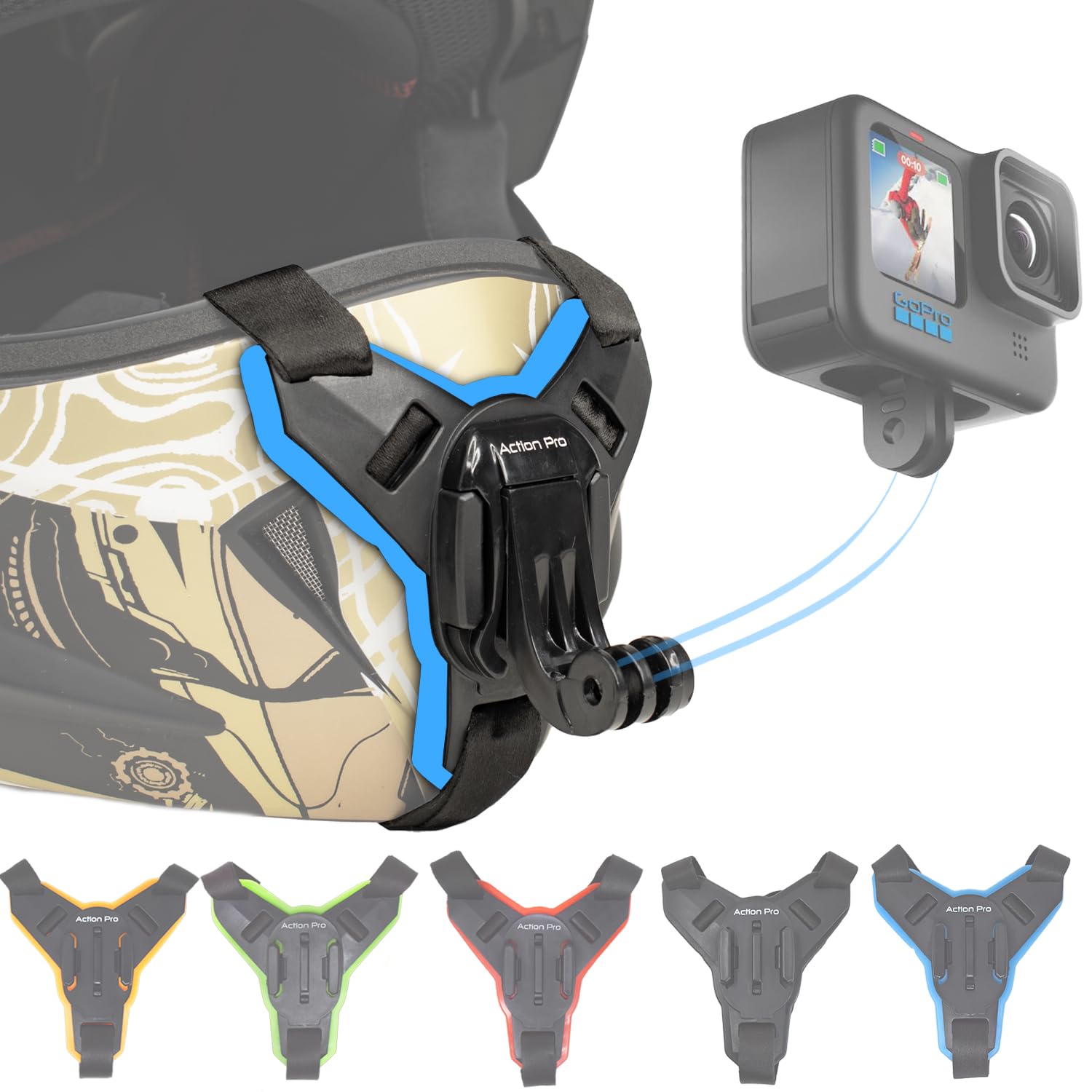 Action Pro™ Made in India Helmet Chin Mount Strap Compatible with All Smartphones Hero 12 11 10 9 8 7 6 5 4 SJCAM DJI Osmo Insta 360 and All Action Cameras