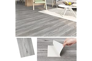 Livelynine 16 Płytka Podłoga Winylowa Samoprzylepna Szara Podłoga PVC Wood Look 90CMx15CM Venyl Podłoga Samoprzylepna Łazienka Laminat Podłoga Kuchnia Linoleum Podłoga Wood Look Folia Drewno Tapeta