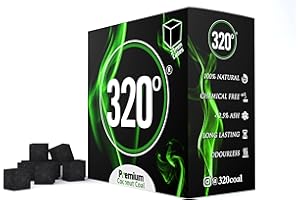 320º 320° - 2kg Carbón de Coco (27mm Cubo) Natural para cachimba Shisha, narguile & barbacoas