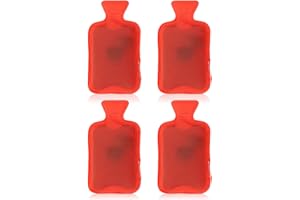 com-four® 4x calentadores de bolsillo reutilizables - calentadores de manos flexibles en diseño de botella de agua caliente - mini almohadillas térmicas (04 piezas - botella de agua caliente roja)