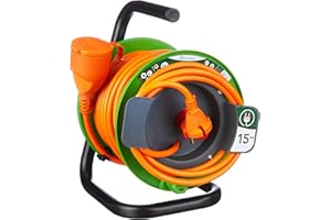 Electraline 208617-Avvolgicavo da giardino, 15 m, colore: verde