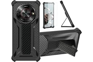 Aroepurt Hülle Für Nubia Focus 5G Hülle Case Handyhülle Schutzhülle Cover [mit gehärtetem Glas-Screen-Protector] Hybrid [Folding Support Magnetic] [Frosted Anti-Fingerprint] Schwarz