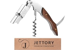 Jettory Kellnermesser - Professioneller Korkenzieher für Wein, Flaschenöffner und Folienmesser - Ideales Weinöffner-Geschenk für Weinliebhaber und Bartender.