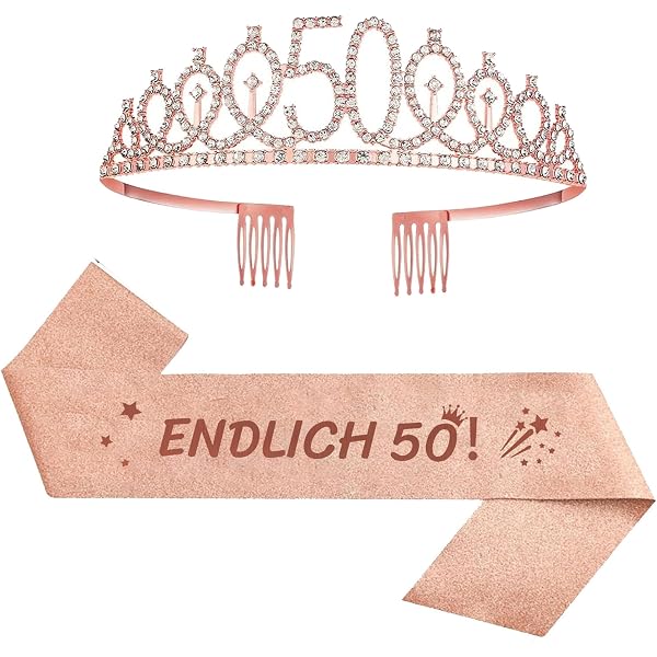 Happy Anniversary Schärpe & Tiara Set In Gold – Jubiläumsdekoration, Krone & Perlennadel Für Partys