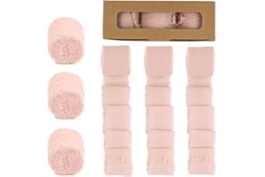 AHPYEUHK Ruban 19,2M 3 Rouleaux De Mousseline De Soie 3,8cm x 6,4M Ruban Cadeau Mariage Décoration Bricolage Bouquet (Rose Fuchsia)