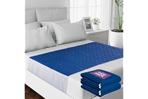 Lynmark® 2x Waterproof Bed Protector with Tuck-In Flaps - Washable Bedwetting & Incontinence Sheets Absorb Up to 2L - Leak-Proof OEKO-Tex Certified Cotton Mattress Pad for Double Beds - 135x85cm, Navy