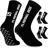 Grip Football Socks 2 Pairs Non-Slip | 75% Cotton | Size 31-34 | For Men and Children