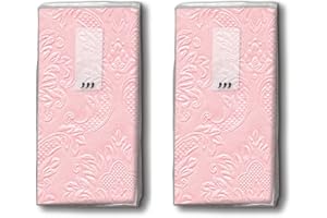 TASCHENTÜCHER BEDRUCKT 20 Handkerchiefs (2 x 10) Handkerchiefs Moments Ornament Soft Pink - Plain Rose with Ornaments Embossed / Tears of Joy / Wedding