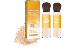 LVTFCO 2 Piezas Polvos Minerales Protector Solar, Polvo Fijador de Protección Solar Mineral, SPF 50 PA ++ Ligero Transpirable Control de Aceite Acabado Mate Natural