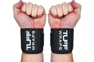TUFF WRAPS TuffWraps 16" Wrist Straps for Gym - No Thumb Loops - Powerlifting, Weightlifting, and Bench Press Support - Durable Wrist Straps Gym Accessory for Enhanced Wrist Support